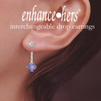 Silver Bead Swarovski Crystal Dangle Interchangeable Enhancers Earrings