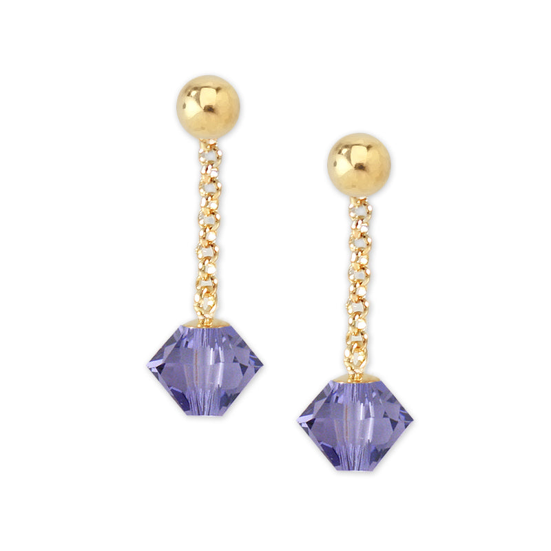 Gold Over Silver Bead Swarovski Crystal Dangle Interchangeable Enhancers Earrings