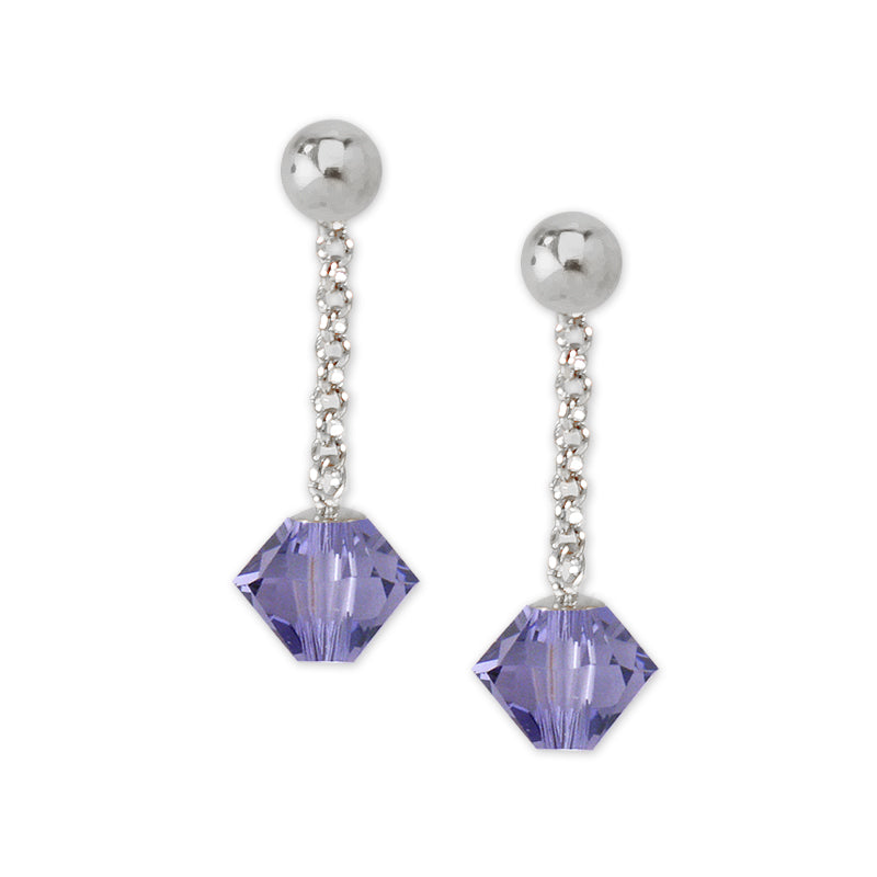 Silver Bead Swarovski Crystal Dangle Interchangeable Enhancers Earrings
