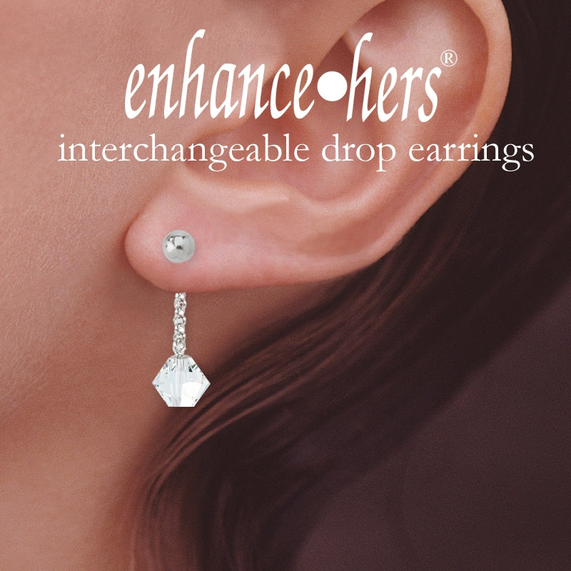 Interchangeable Dangle Earrings Enhancers Swarovski Crystal Sterling Silver