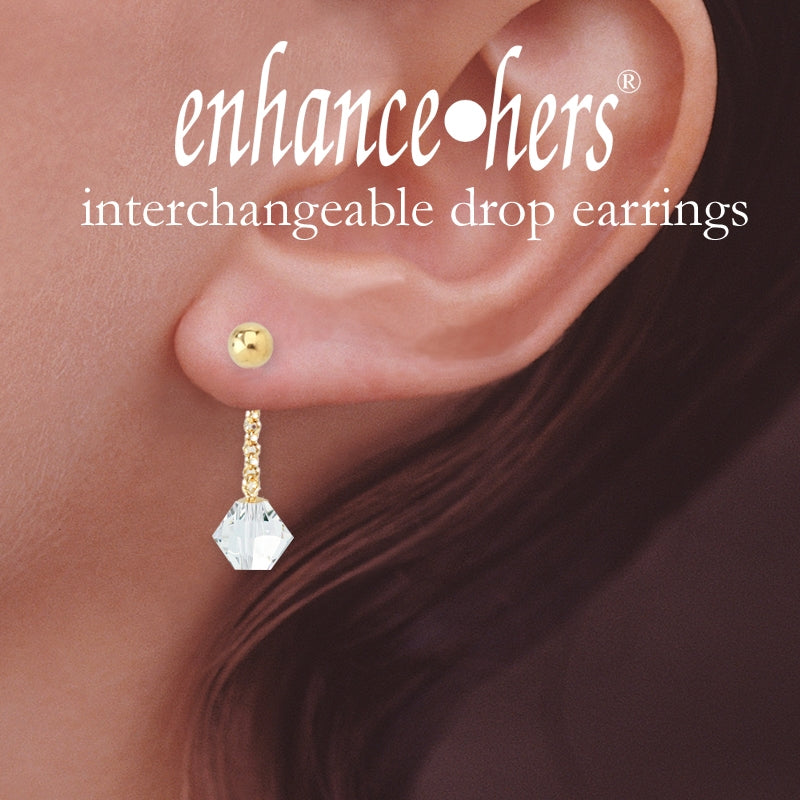 Interchangeable Dangle Earrings Enhancers Swarovski Crystal 18k Gold Over Silver