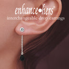 Sterling Silver Cubic Zirconia Stud Black Onyx Briolette Dangle Interchangeable Enhancers