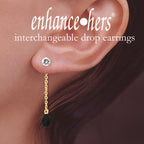Gold Over Silver Cubic Zirconia Stud Black Onyx Briolette Dangle Interchangeable Enhancers