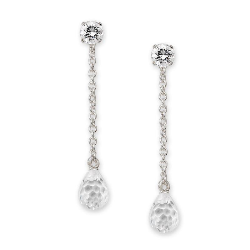 Silver Cubic Zirconia Stud CZ Briolette Dangle Interchangeable Enhancers