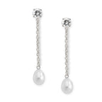 Sterling Silver Cubic Zirconia Stud Teardrop Pearl Dangle Interchangeable Enhancers