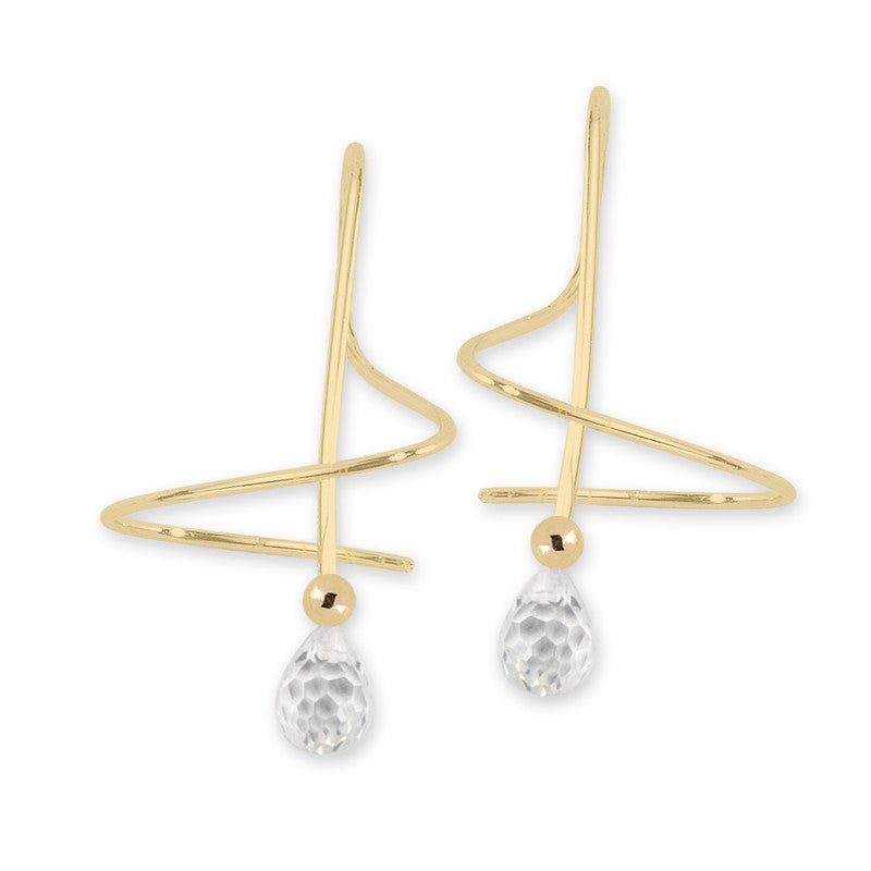 Cubic Zirconia Briolette Earspirals Earrings