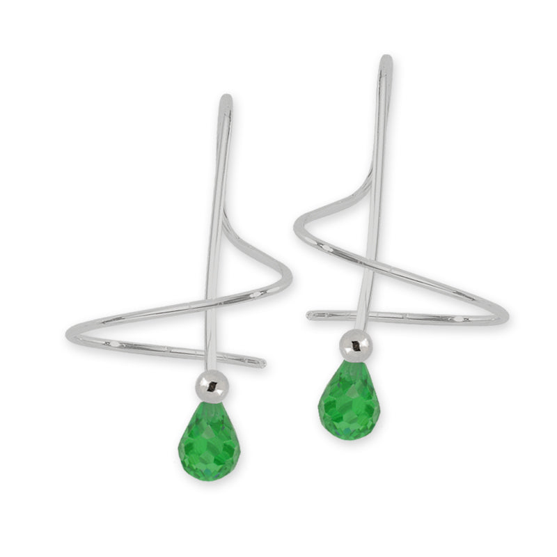 Emerald Briolette Earspirals Earrings