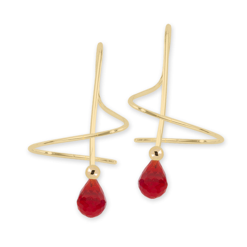 Ruby Briolette Earspirals Earrings