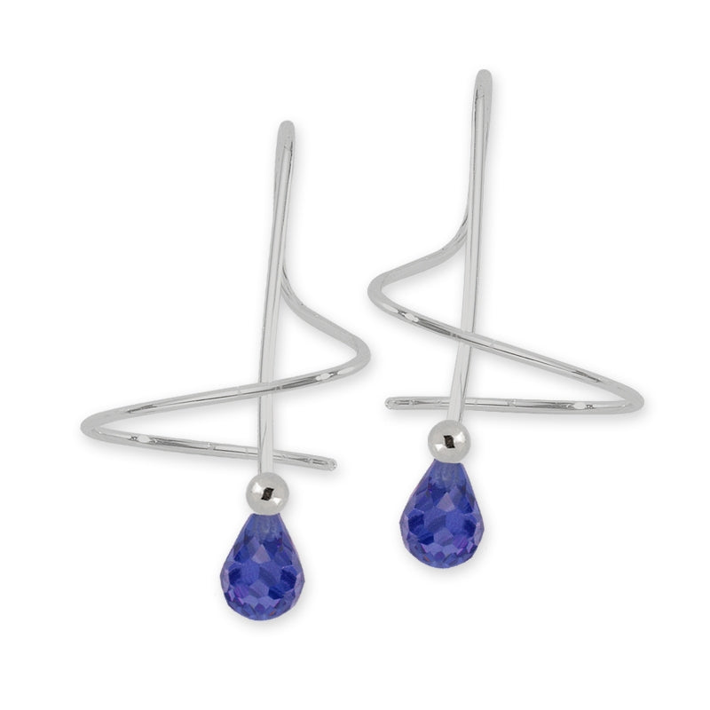 Blue Sapphire Briolette Earspirals Earrings