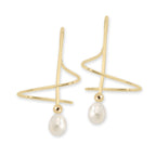 Teadrop Cultured Pearl Earspirals Earrings in 18k Gold over Sterling Silver