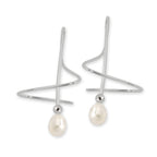 Teadrop Cultured Pearl Earspirals Earrings in Sterling Silver