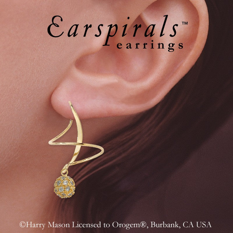 Cubic Zirconia Bead Earspirals Earrings