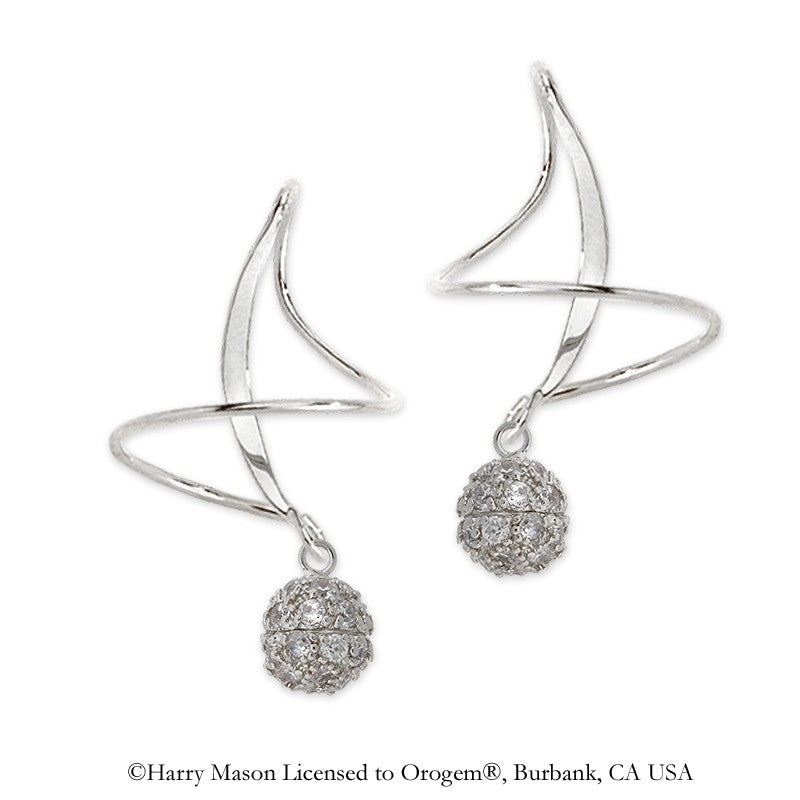 Cubic Zirconia Bead Earspirals Earrings
