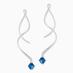 Silver Swarovski Birthstone Crystal Dangle Spinner Earrings