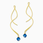 18k Gold Over Silver Swarovski Birthstone Crystal Dangle Spinner Earrings