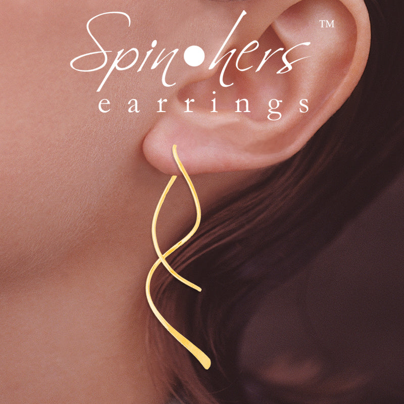 Gold Over Silver Swirl Spinner Dangle Earrings