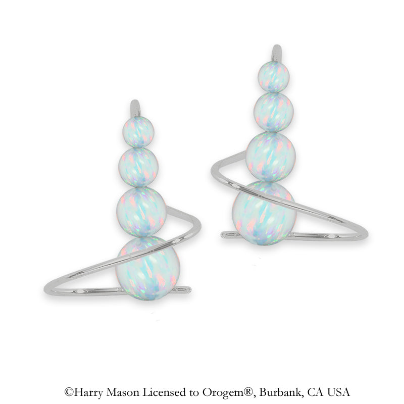 Earspirals Earrings Graduated Opal Beads Short Length