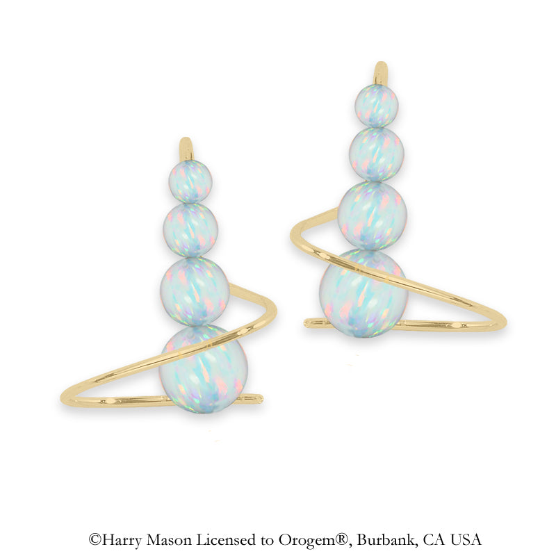Earspirals Earrings Graduated Opal Beads Short Length