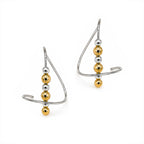 Earspirals Spiral Threader Earrings – Gold Beads Two Tone Finish with Silver Beads on Rhodium Over Sterling Silver Product Shot
