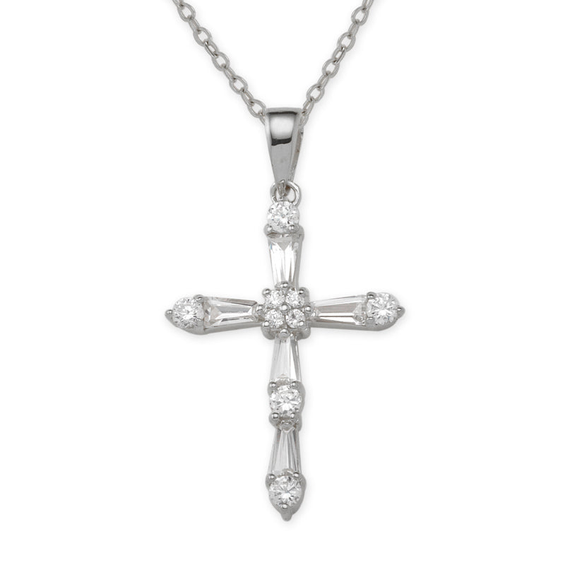 Silver Cubic Zirconias Cross Pendant