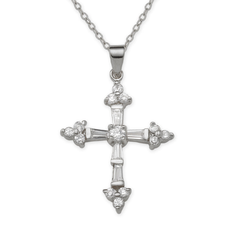 Silver Cubic Zirconias Cross Pendant