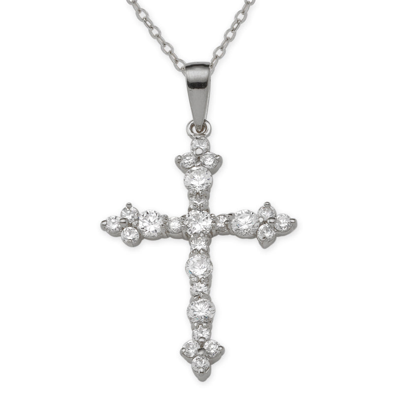 Silver Cubic Zirconias Cross Pendant
