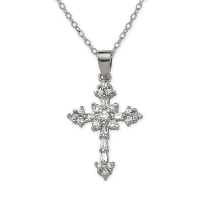 Silver Cubic Zirconias Cross Pendant