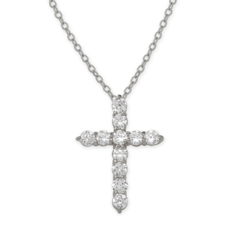Silver Cubic Zirconias Cross Pendant