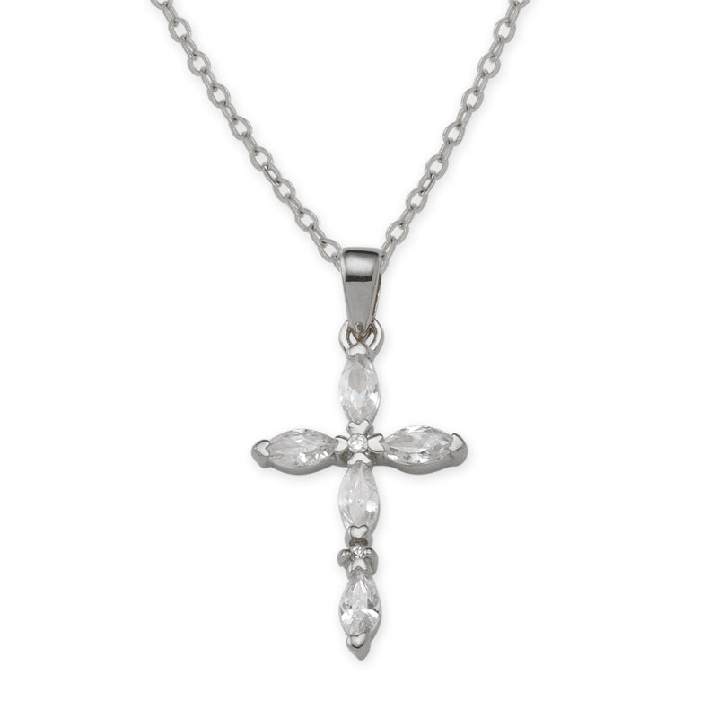 Silver Cubic Zirconia Cross Pendant