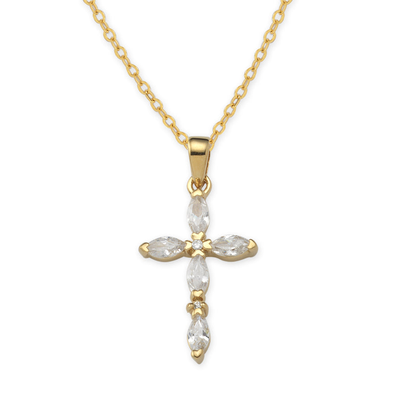 Gold over Silver Cubic Zirconia Cross Pendant