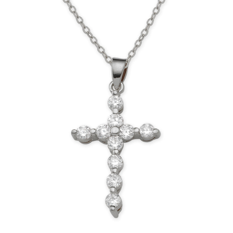 Silver Cubic Zirconias Cross Pendant