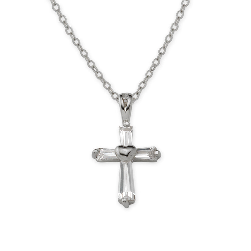Silver Cubic Zirconias Cross Pendant
