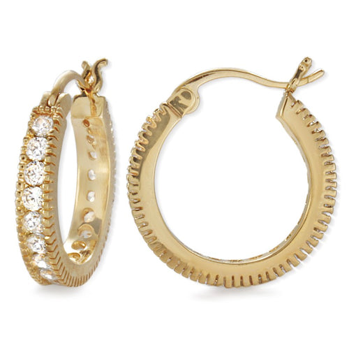 GoldoverSilver Cubic Zirconia Classic Prong Hoop Earrings