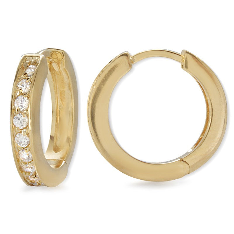 GoldoverSilver Channel-Set Cubic Zirconia Hoop Earrings