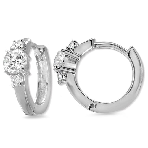 Silver Cubic Zirconia Hoop Earrings