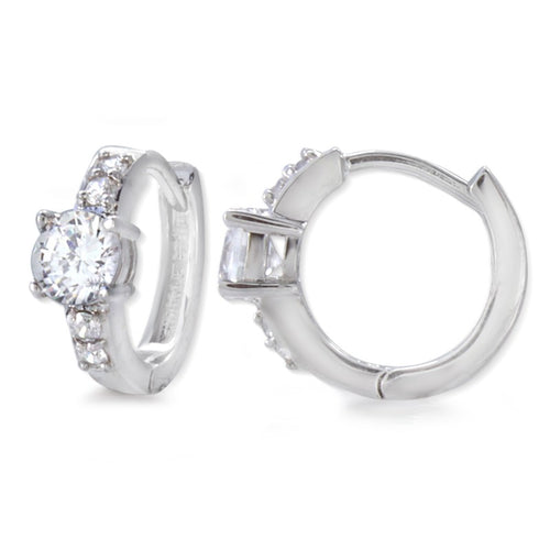 Silver Cubic Zirconia Hoop Earrings
