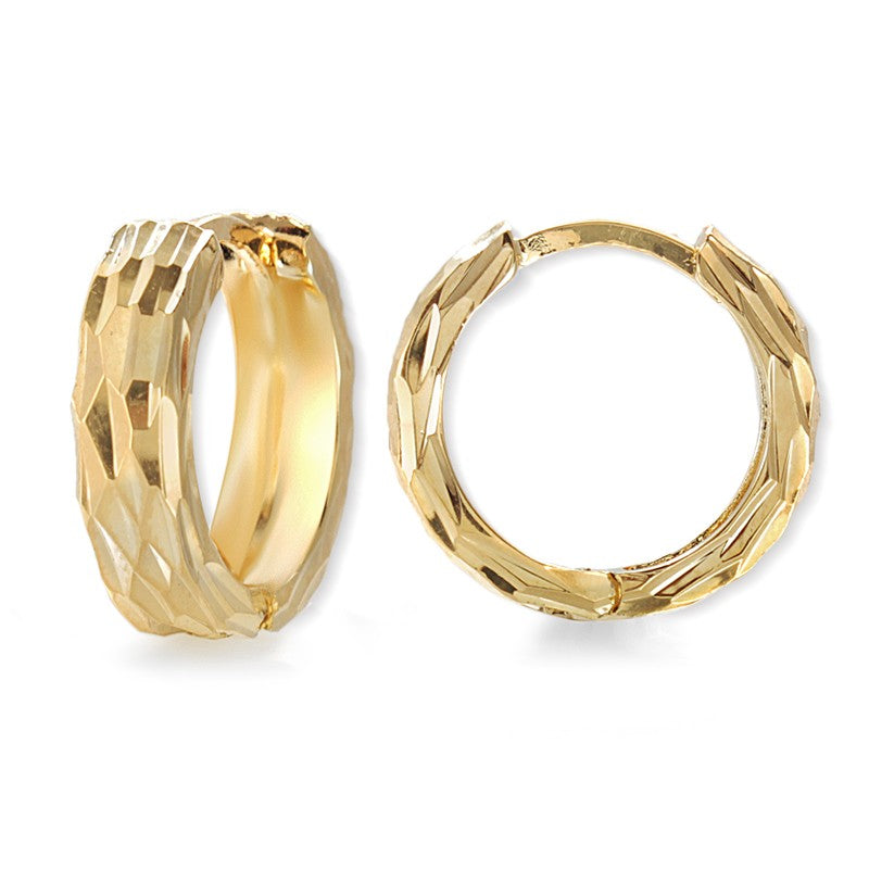 GoldoverSilver Diamond-Cut Wide Hoop Earrings