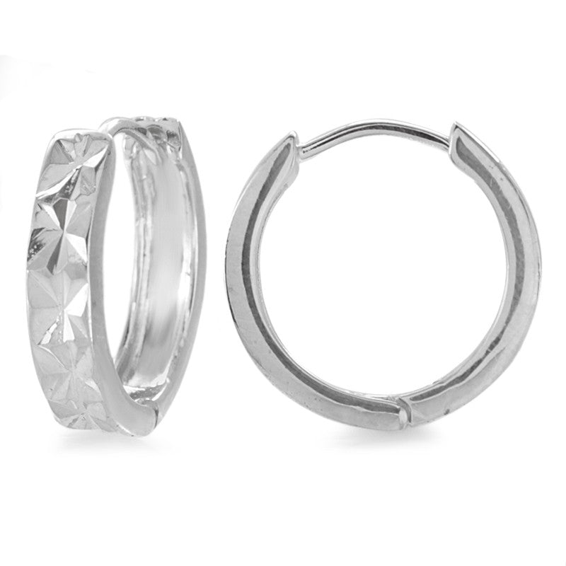 Silver Diamond Cut Hoop Earrings