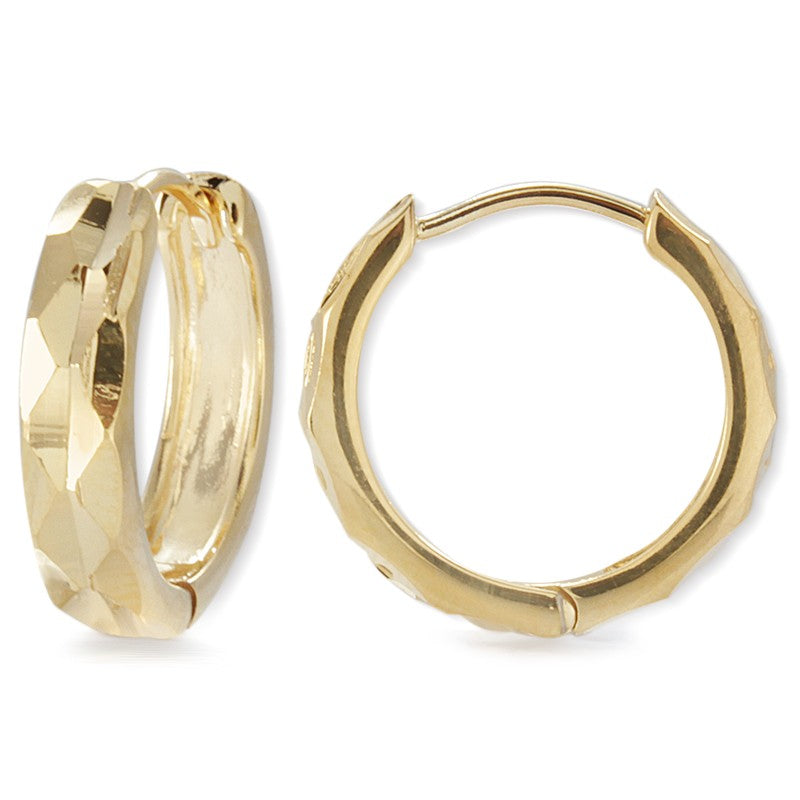 GoldoverSilver Diamond-Cut Facets Dome Hoop Earrings