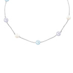 Silver Swarovski Pearls Multi Color Chain Station Necklace 18 Inches