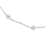 Silver Swarovski Crystal Bicone Rolo Chain Station Necklace 18 Inches