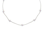 Silver Swarovski Crystal Bicone Rolo Chain Station Necklace 18 Inches