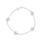 Silver Swarovski Crystal Bicone Rolo Chain Station Bracelet 7 Inches