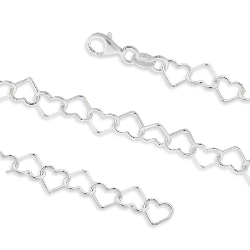 Italian Hearts Link Bracelet in Sterling Silver