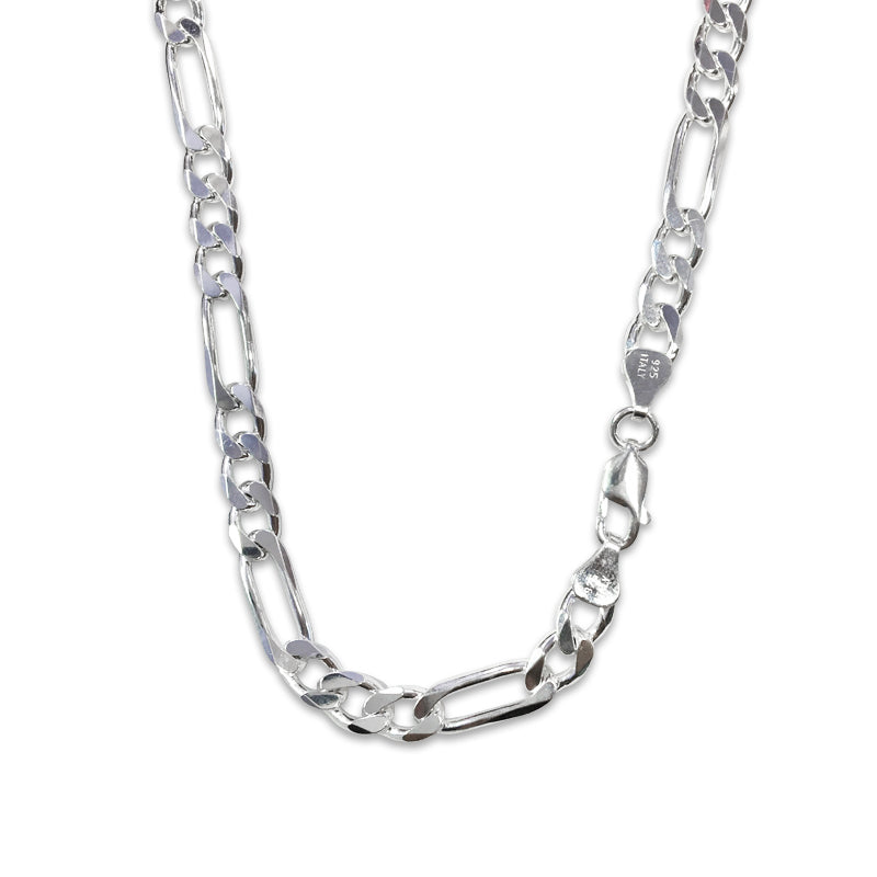 Italian Sterling Silver Figaro Necklace 6.75mm