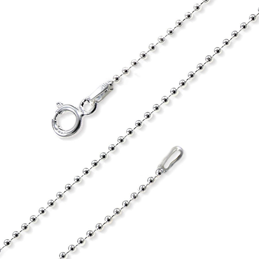Italian Sterling Silver Bead Necklace 1.50mm Width
