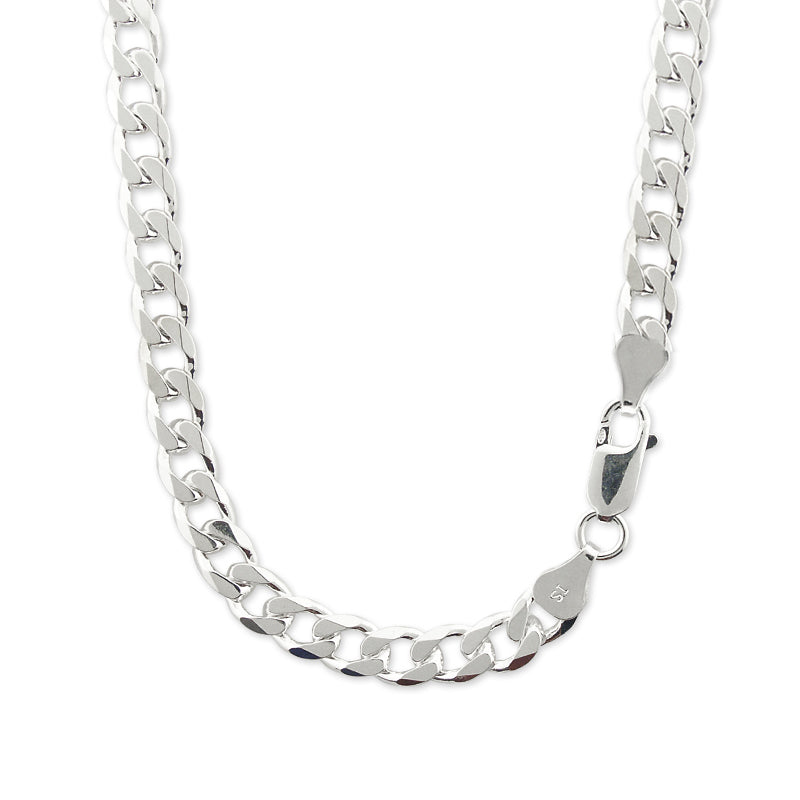 Italian Sterling Silver Cuban Curb Link Chain 6.50mm 16 to 24 Inches