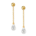 Birthstone Briolette Dangle w Bead Stud Interchangeable Enhancer Earrings Gold Over Silver