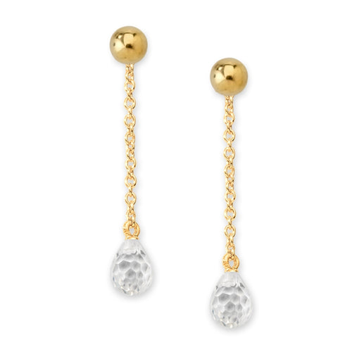 Birthstone Briolette Dangle w Bead Stud Interchangeable Enhancer Earrings Gold Over Silver