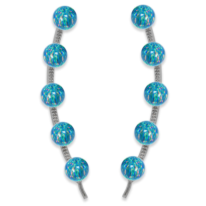 Ear Climber Earrings Ear Pin 5-in-1 Look Opal Beads Earcrawlers